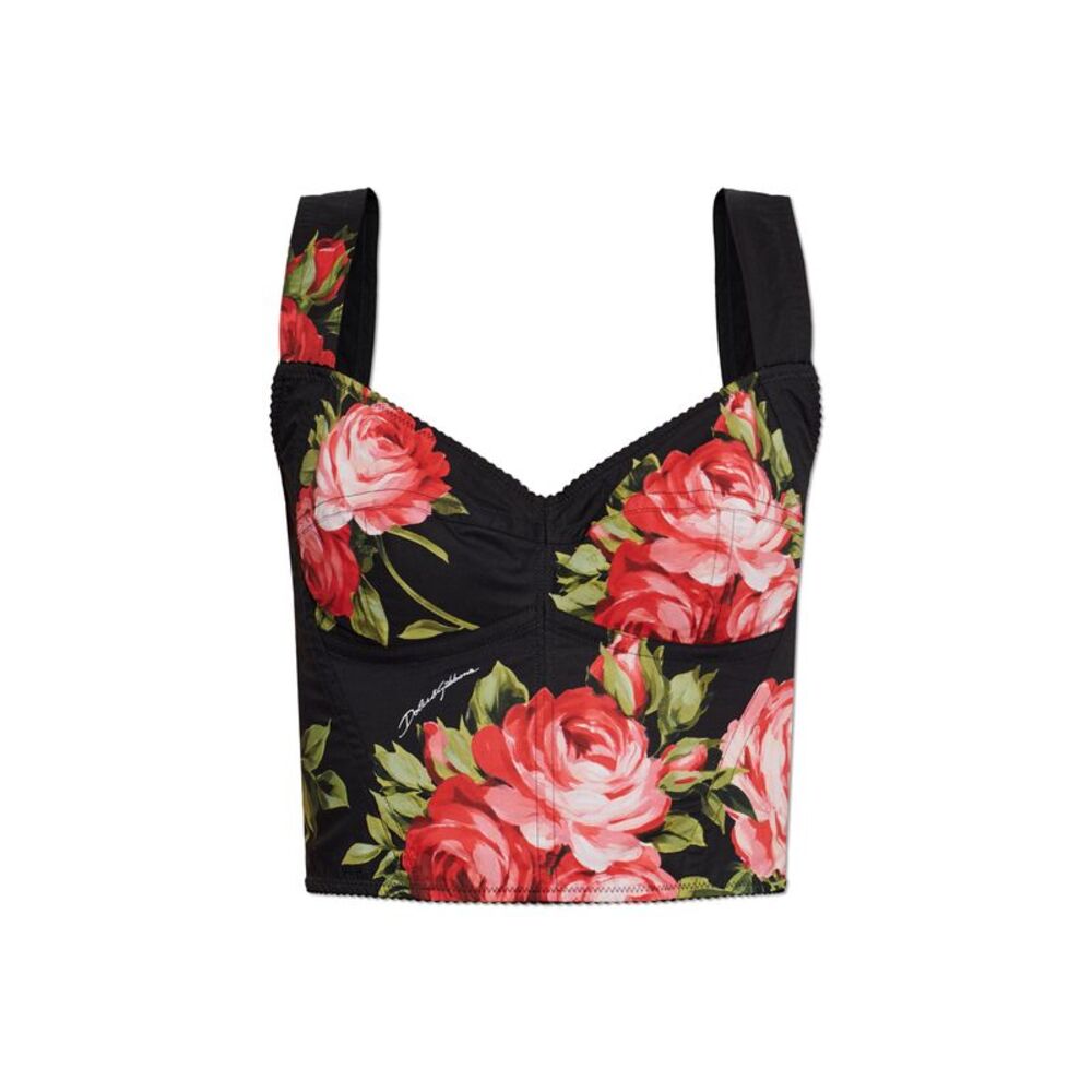 Short top with floral motif